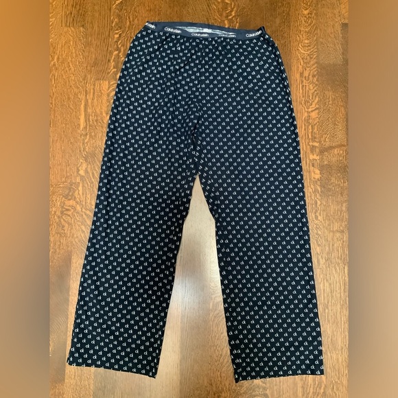 CALVIN KLIEN Men’s Sleep Wear Pajama Pants Blue CK Pattern Size Large LIKE NEW - Picture 5 of 9